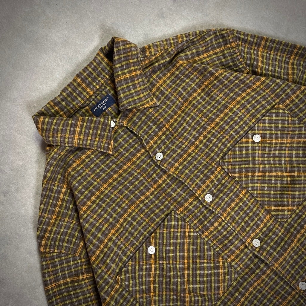 Back Number Plaid Flannel Shirt Brown Olive | Flannel Fashion Streetwear