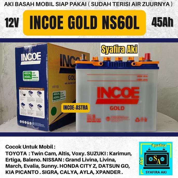 aki mobil incoe gold type NS60L 12v-45amper