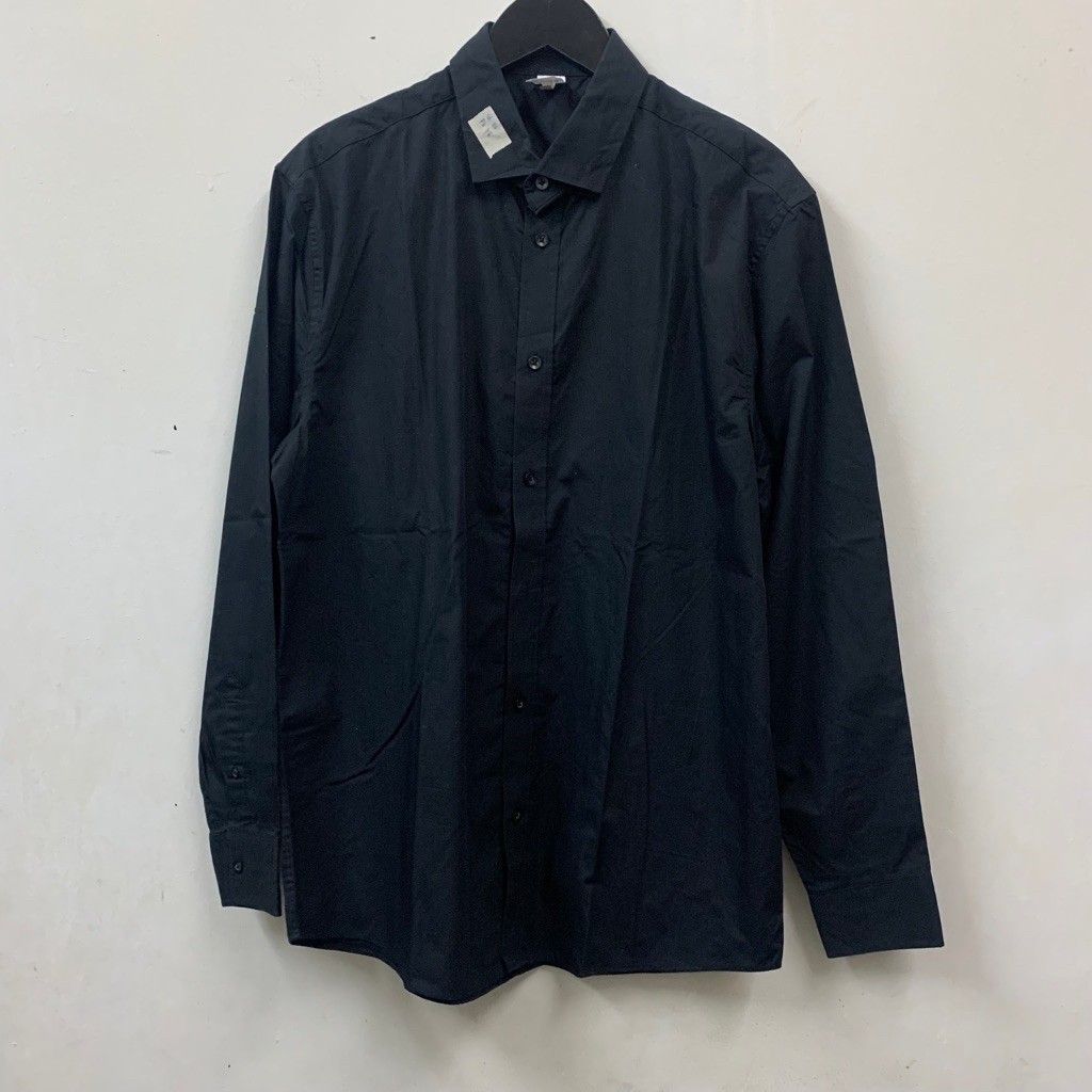ANKO WORKWEAR SHIRT BLACK | Atasan Kemeja lengan panjang hitam polos