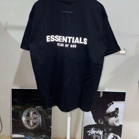 ESSENTIALS FEAR OF GOD Reflective Logo T-Shirt Black
