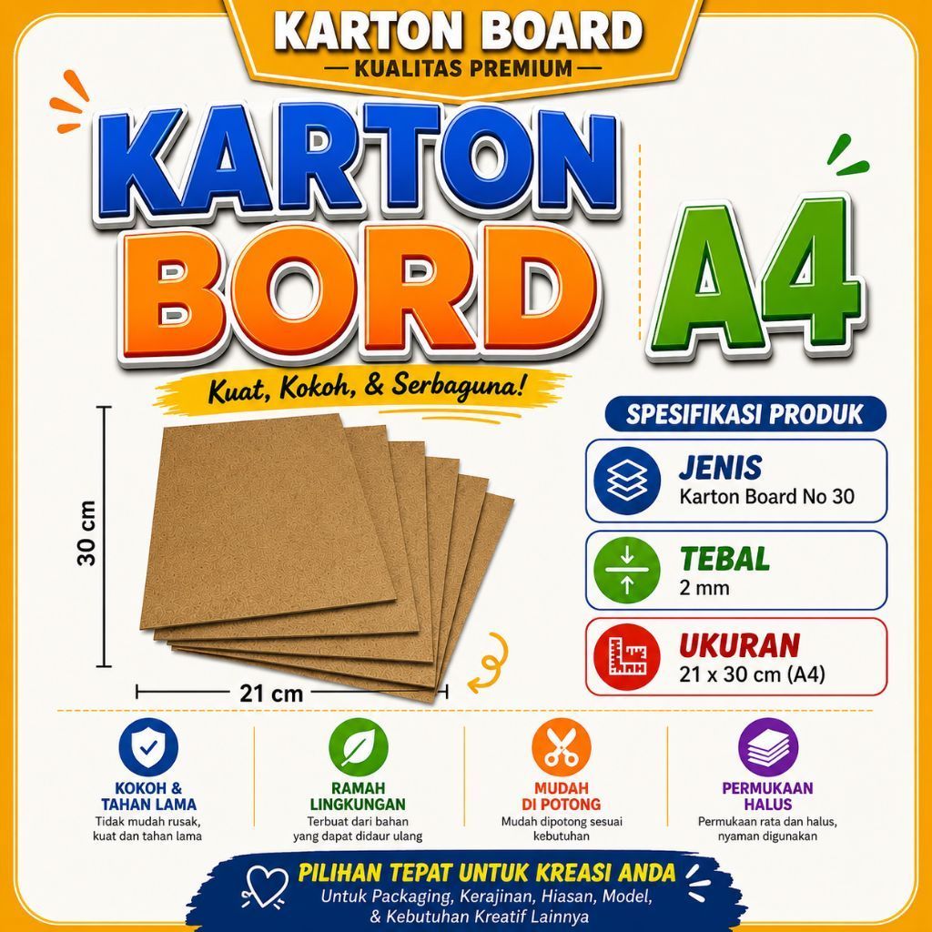 karton board no. 30. tebal 2mm kualitas premium