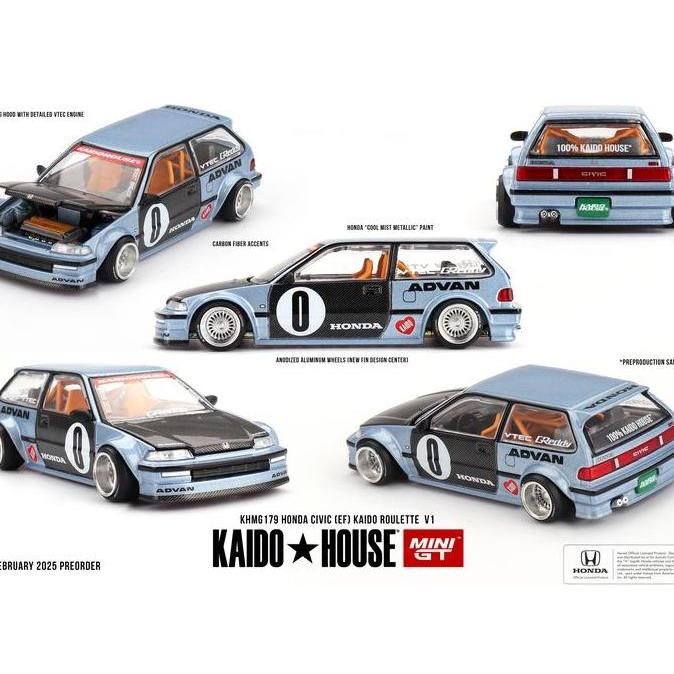 MINI GT KAIDO HOUSE 179 Honda Civic (EF) Kaido Roulette V1
