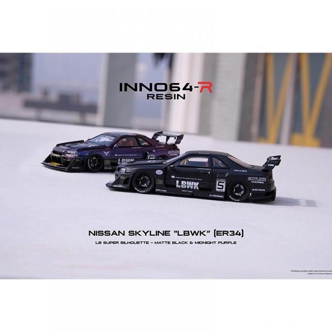 IN64R-ER34-BM Inno64 Nissan Skyline LBWK ER34 Silhouette Black Resin