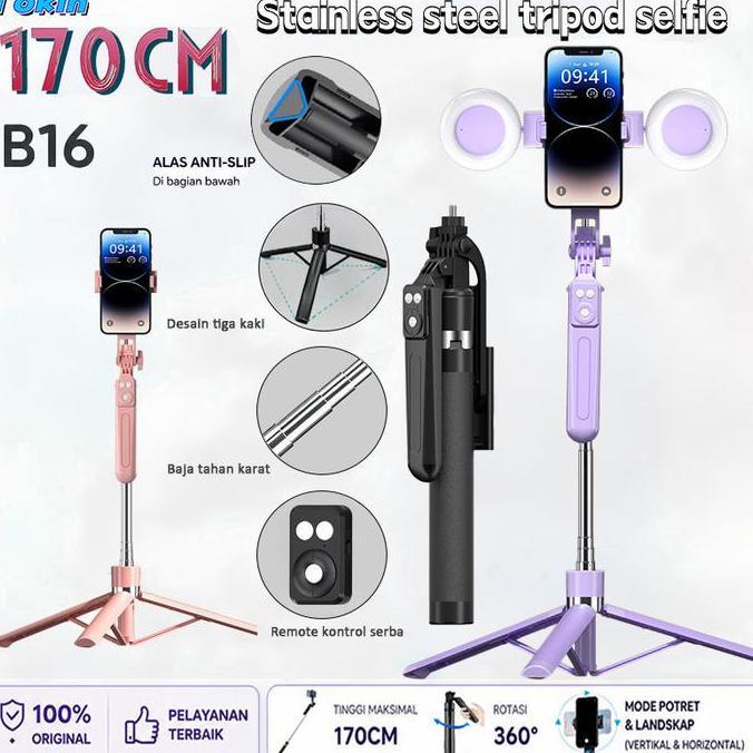 Fakinajayuuu - Toorea 170Cm Selfie Stick Tripod 7 Tombol Remote Control Bluetooth Tripod Hp | Tongsi