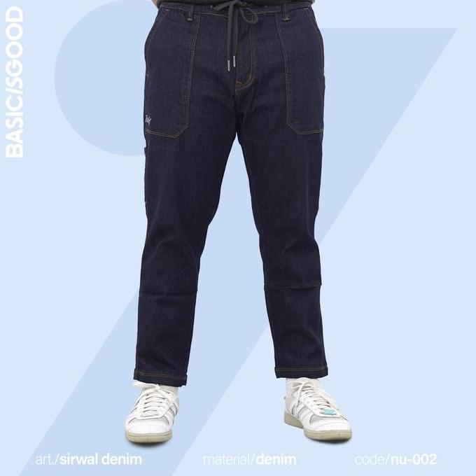 Yantiolshop134 - Leafy Sirwal Denim Nu 002 - Celana Sirwal Panjang Pria Muslim | Ankle Pants | Celan