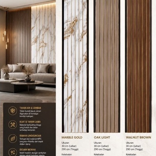 WPC WALLPANEL PREMIUM LIST GOLD [290cm x 30cm] Wood Panel PVC panel board pvc wall panel