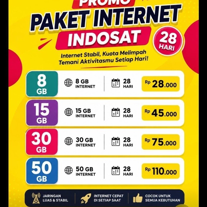 PROMO PAKET INTERNET INDOSAT 28 HARI