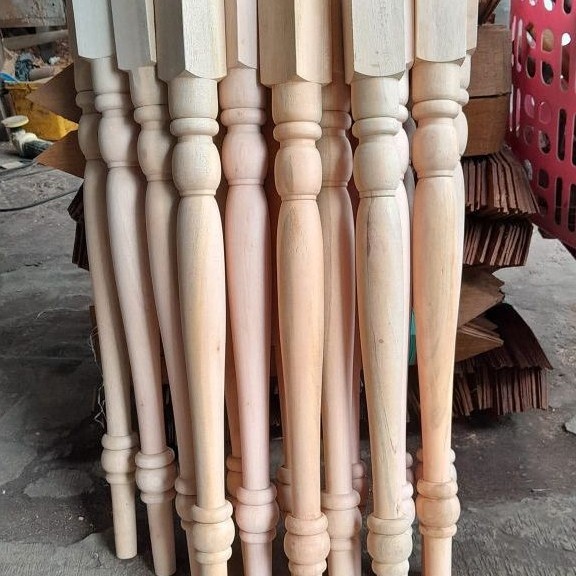 KAKI MEJA BUBUT KAYU MAHONI T=75Cm