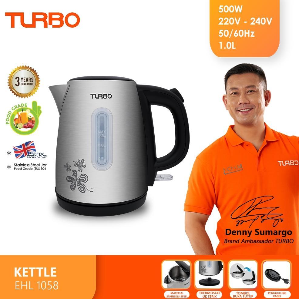 TURBO Kettle Stainless 1 Liter - EHL1058 Teko Listrik EHL 1058