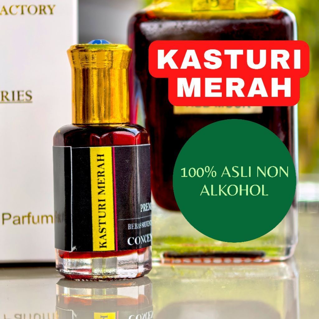 Kasturi Merah Asli 12ml 100% asli non alkohol parfum arab tahan lama untuk sholat pria, kasturi kija