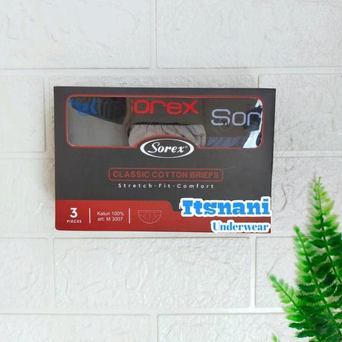 Menwear- Cd Pria Sorex M 3007 Katun Karet Boxer Isi 3Pcs | Celana Dalam Cowok Sorek Berkualitas