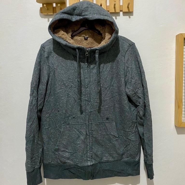 Jacket Sherpa Hoodie Uniqlo Grey