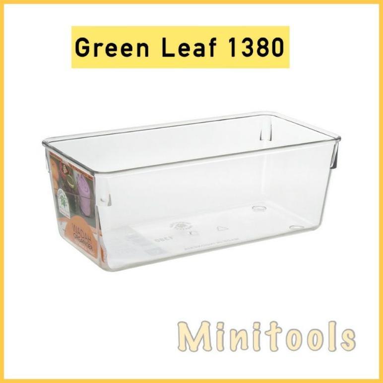 Discount Kotak Penyimpanan Kulkas / Wadah Sebaguna Acrilic / Green Leaf 1380