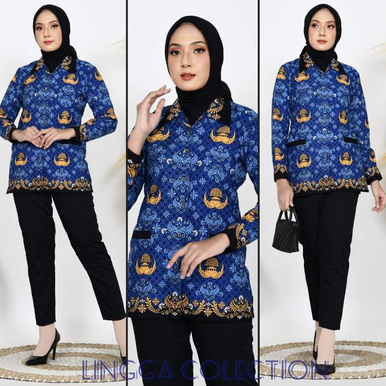 Promo Kemeja Korpri Wanita Terbaru 2024 Katun C, 50S Plus Furing