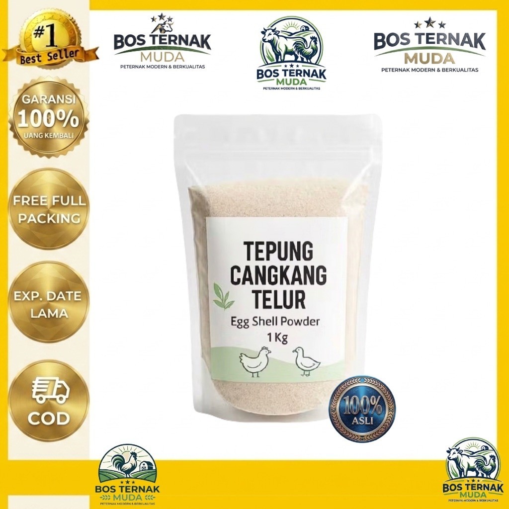Cangkang Telur 1 Kg – Kalsium Tinggi untuk Ayam Petelur & Bebek – Penguat Cangkang Telur