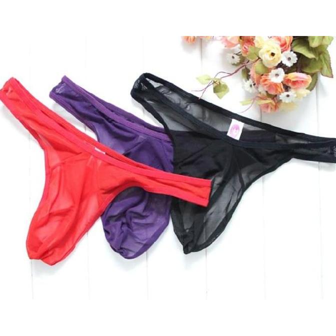 DF242 - Celana dalam pria Transparan Briefs Underwear Lembut Nyaman G String Cowok Y036 Pendek Dewas