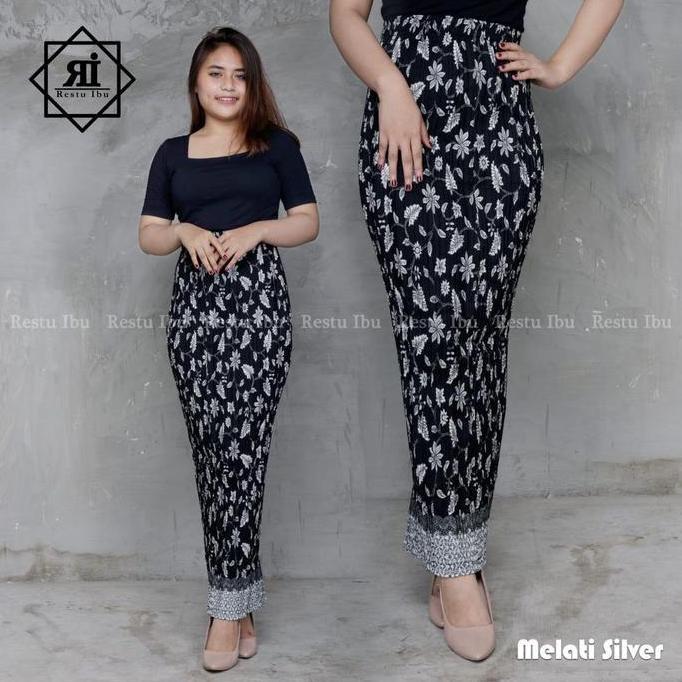 DF21 >> Rok Plisket Span Batik Wanita Instan Bawahan Kebaya Wisudan Kondangan Premium Jumbo Bahan Te