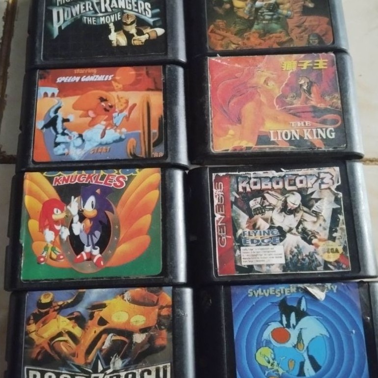 Kaset Game Sega Genesis Power Rangers The Movie Speedy Gonzales The Lion King Knuckles RoboCop 3