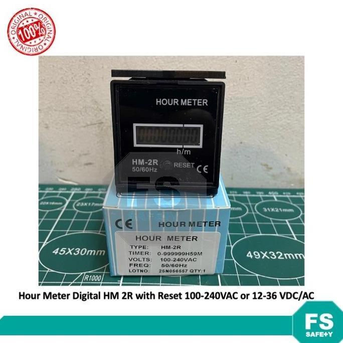 HOUR METER DIGITAL HM-2R 100~240VAC 48X48MM WITH RESET / HOUR METER DIGITAL HM-2R 12~36VDC 48X48MM W