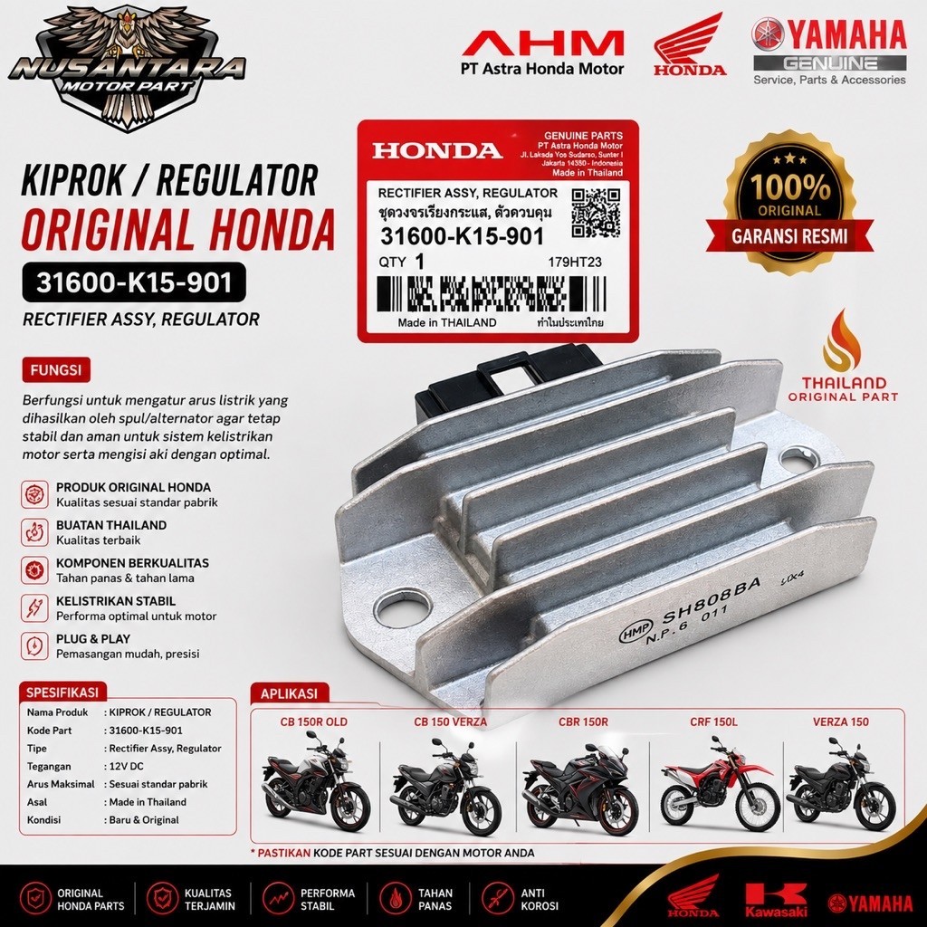 Kiprok Regulator Honda CB 150R OLD, CB 150 Verza, CBR 150R, CRF 150L, Verza 150 Original Thailand