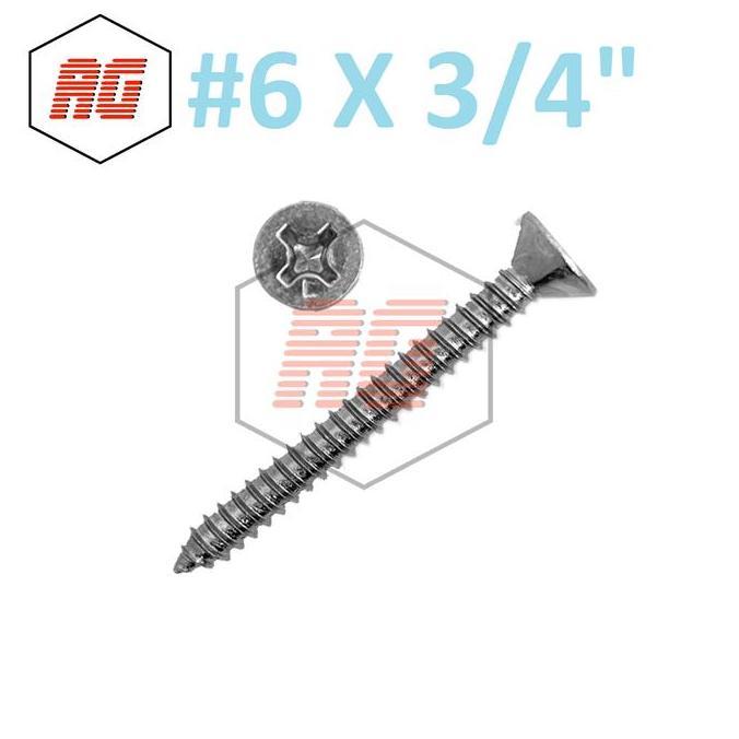Skrup Tapping FH (Flat Head) Stainless Steel 6 X 3/4