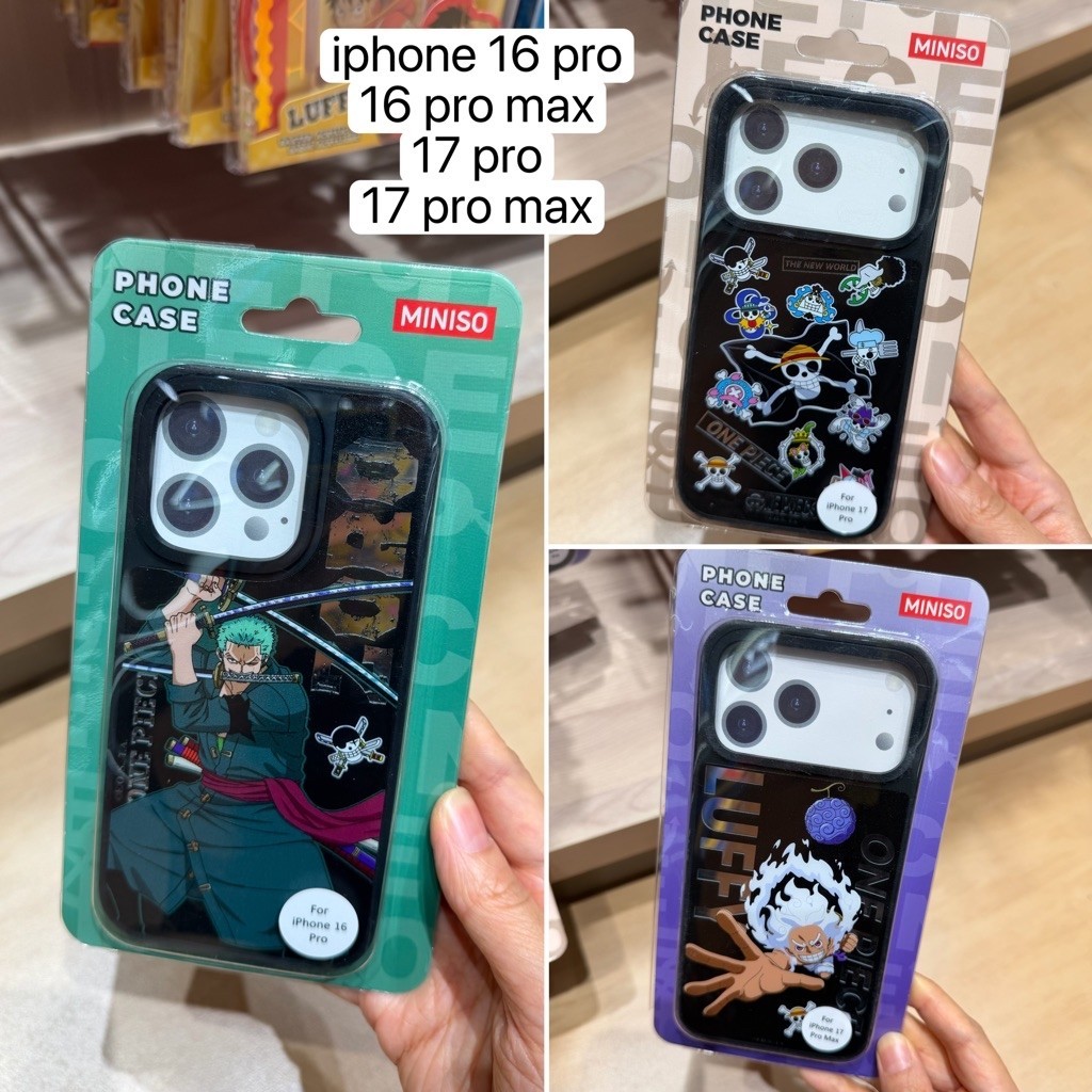 MINISO x ONE PIECE CASE IPHONE 16 17 PRO MAX 16PRO 17PRO CASE LUFFY ZORO LAW ACE ONEPIECE CLASSIC RE