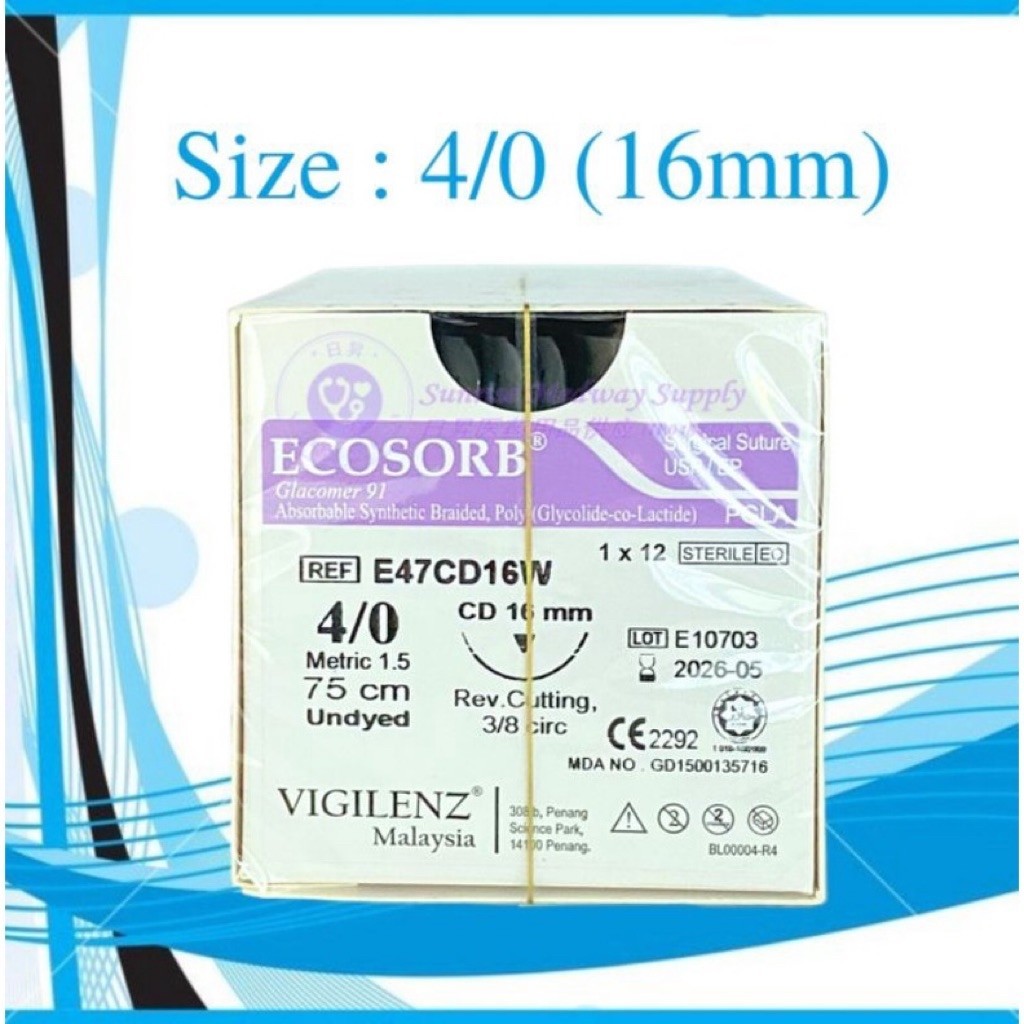 ecosorb vicryl suture 4/0 absorbable PGLA