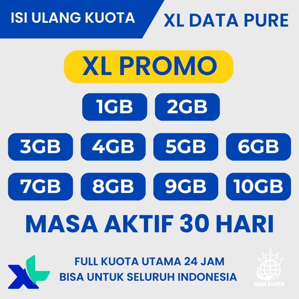 XL Paket Data Internet Pure - Kuota XL 24 Jam Masa Aktif 30 Hari