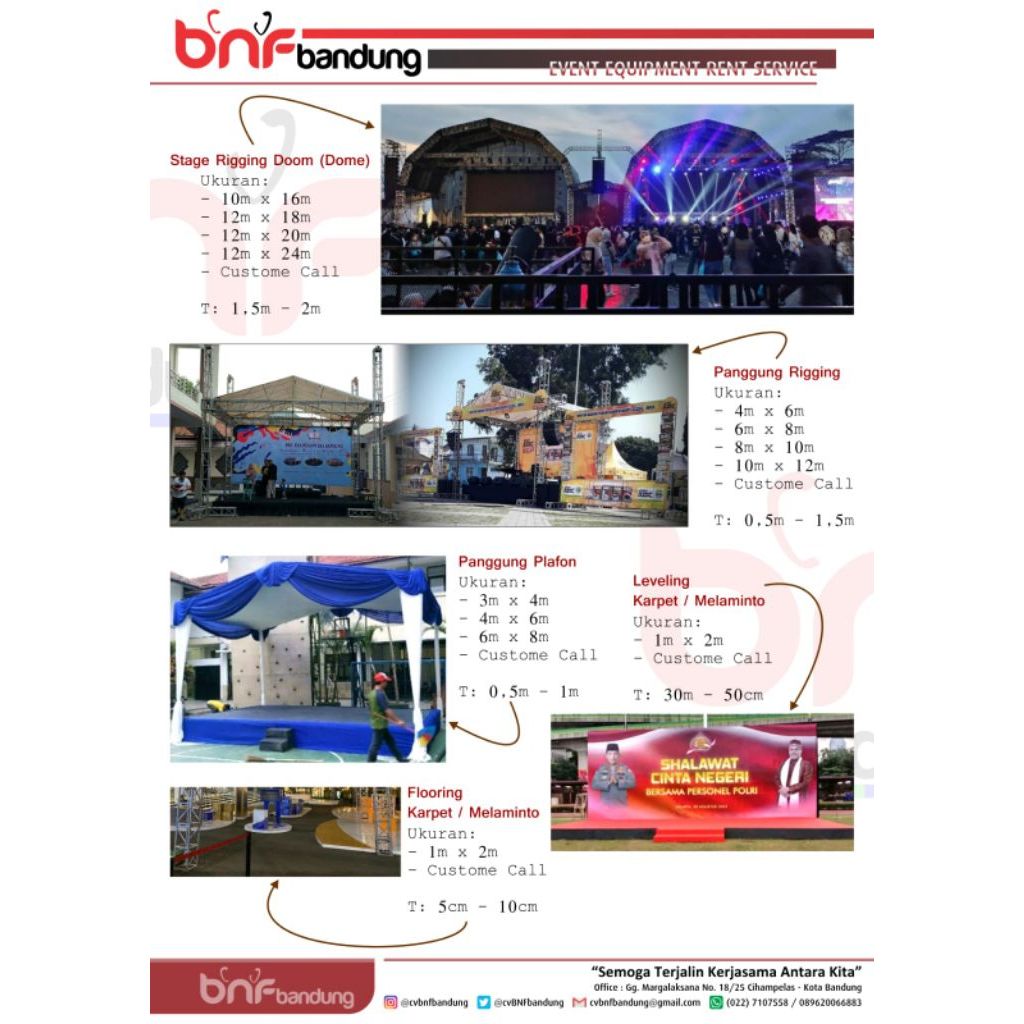Sewa Penyewaan Panggung Stage Rigging Leveling Flooring Atap