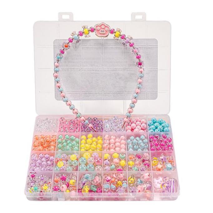 DIY Gelang Set Manik Manik Kristal Dopamin Aksesoris Gelang Kreatif Anak Mainan Manik Anak