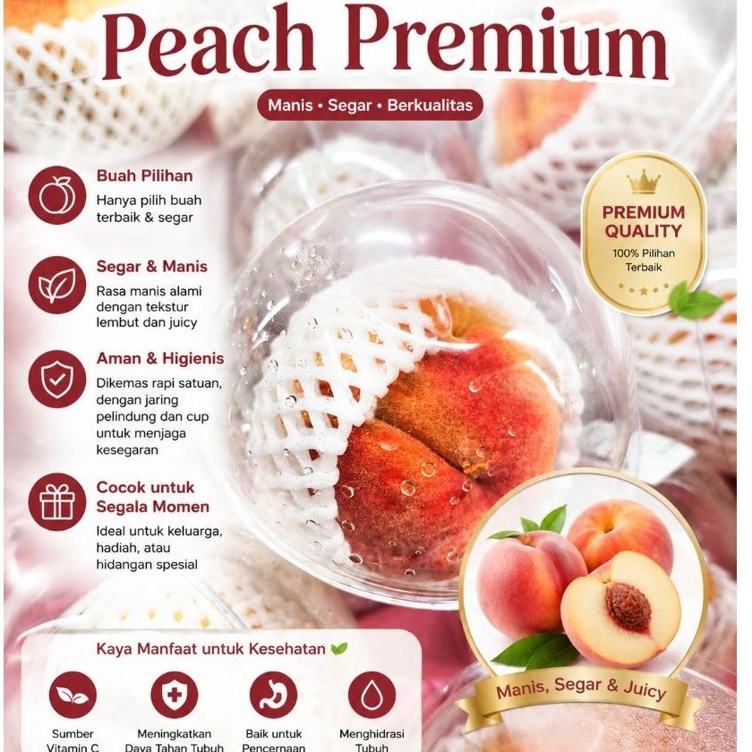 Peach Premium | Buah Persik Import Manis Segar Juicy Buah Premium