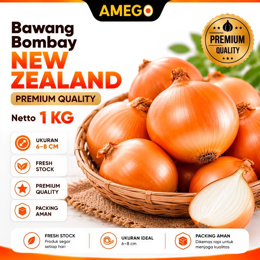 Bawang Bombay Segar 1kg - Bawang Merah Segar, Berkualitas Tinggi, Siap Digunakan