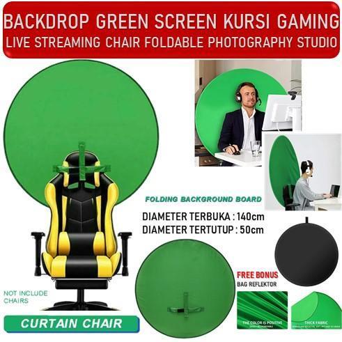 Backdrop Live Streaming Green Screen Kursi Gaming 140cm