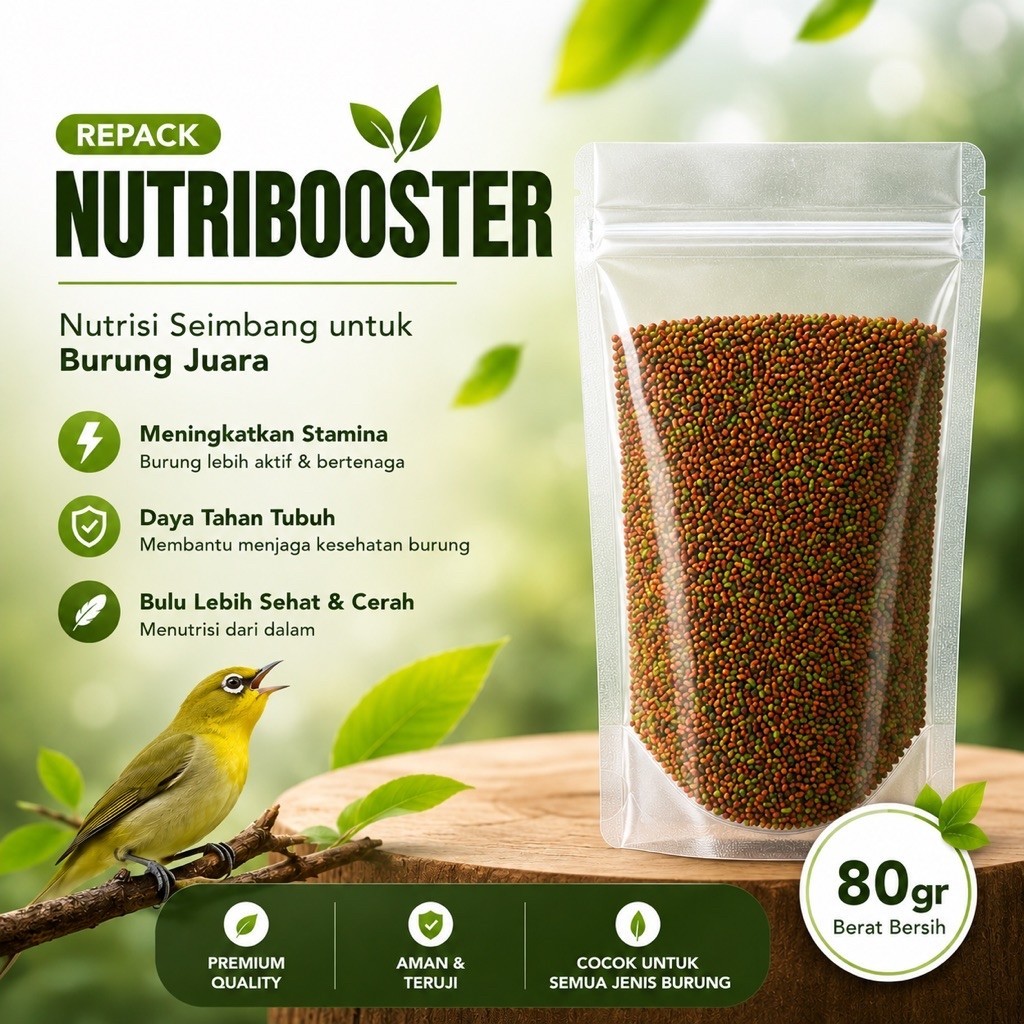 Nutribooster 80gr | Pakan Pur Voer Nutribooster Nutri Booster Burung Pleci Nutribird