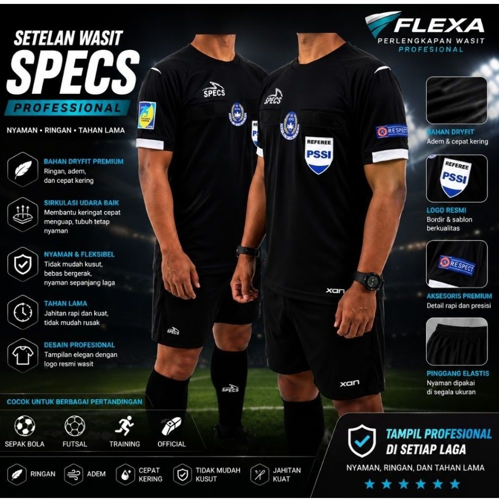 baju wasit specs full logo (pssi-fair play-respec-referee pssi