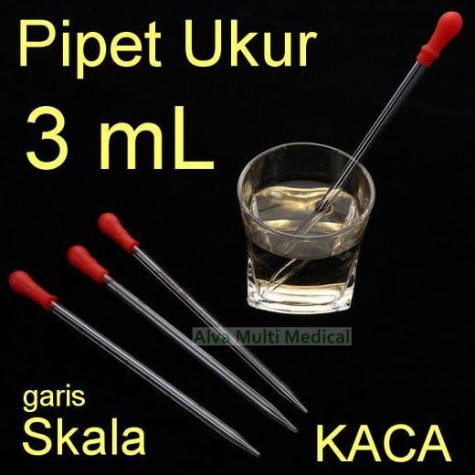 Pipet Ukur 3 Ml / Maat Pipet Kaca / Drop Pipet Dengan Bulb Karet