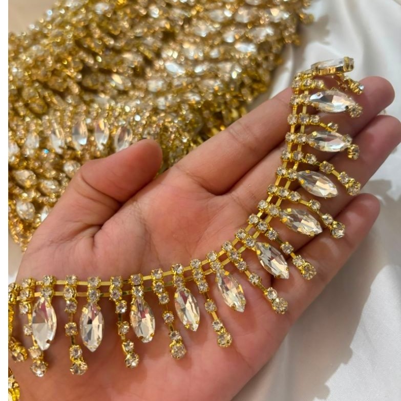 PER 10CM Rumbai Juntai Kristal  Payet Kristal /Payet Juntai Swarovski mewah