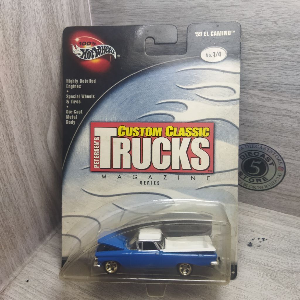 HotWheels 100% Petersen's Custom Classics Truck 59 Chevy El Camino biru