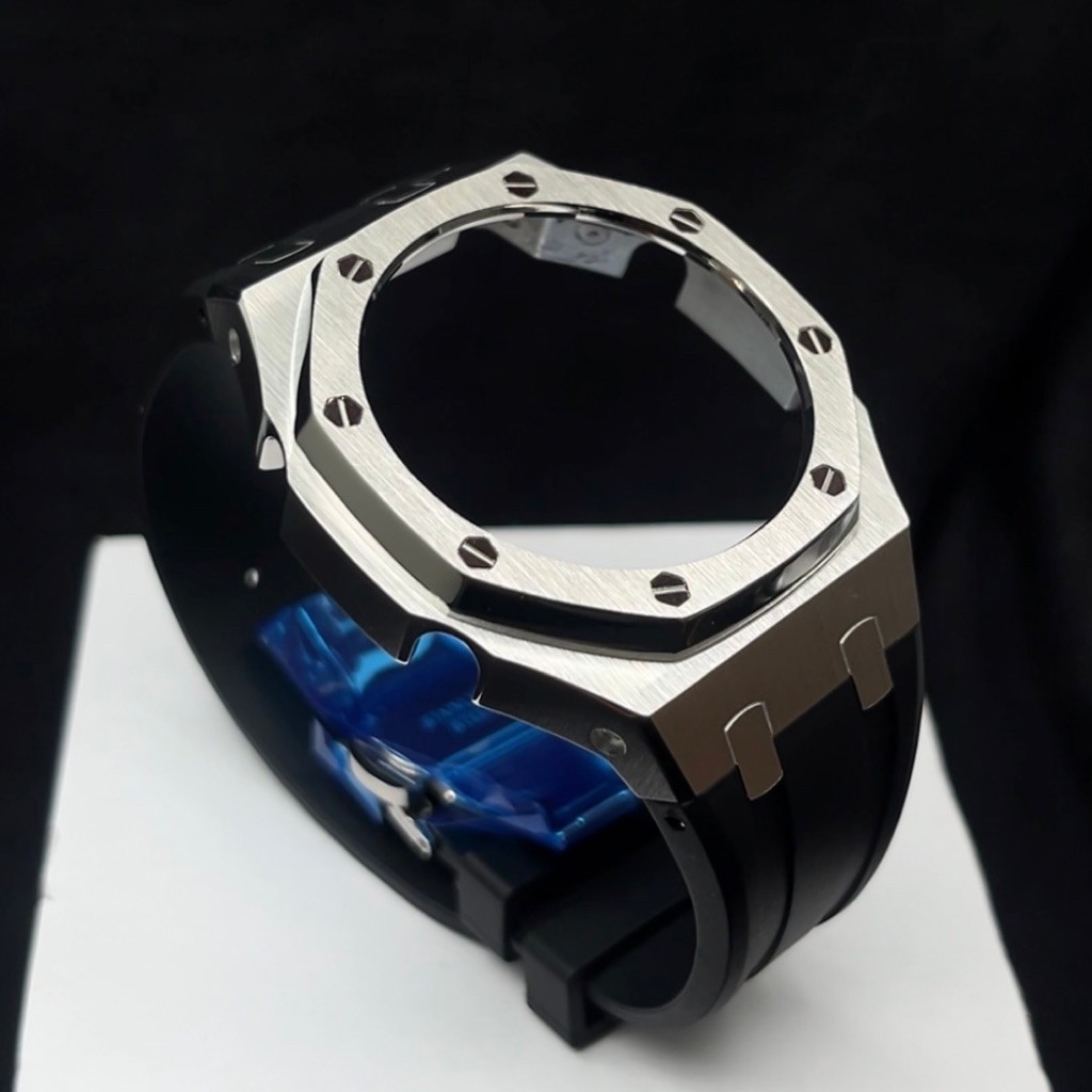 GSHOCK GA2100 CASE GEN 3RD BLACK STRAP BEZEL SILVER PREMIUM CASIO OAK