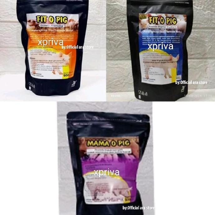 PAKAN BABI 500 GR | PELENGKAP GIZI TERNAK BABI FIT O PIG/CUSTOM|MAMA O PIG PREMIX INDUK KOMPLIT|