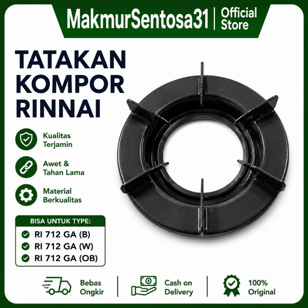 Tatakan, tataan kompor rinnai type RI 712 GA, RI 712 GA(B), RI 712 GA(W), RI 712 GA (OB)