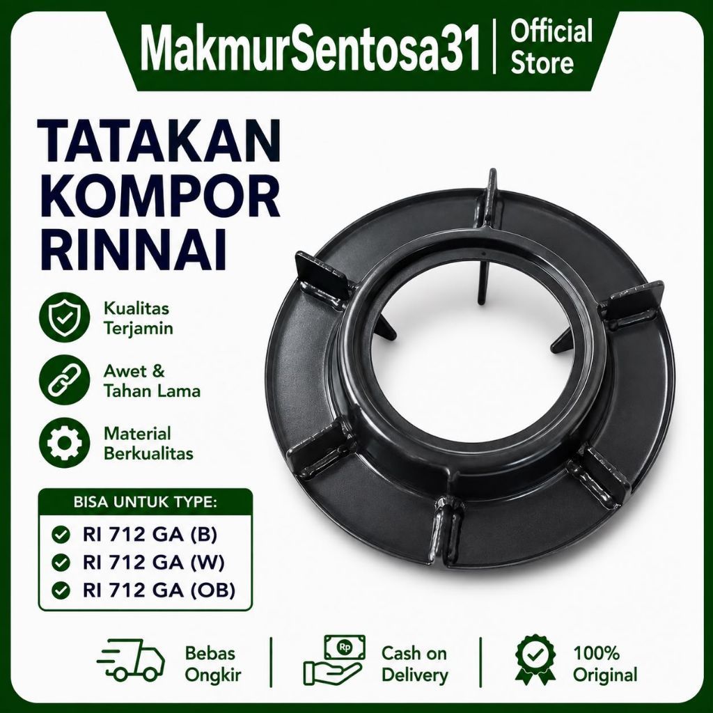 Tatakan, tataan kompor rinnai bulat type RI 712 GA, RI 712 GA(B), RI 712 GA(W), RI 712 GA (OB)