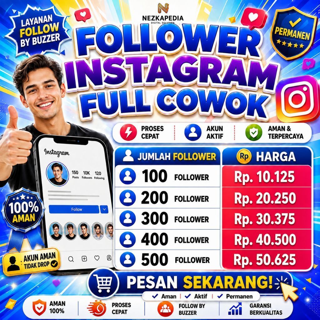 Follower Instagram Full Cowok Indo| Real Account Aktif | Permanen + Garansi Refill 30 Hari | NEZKAPE