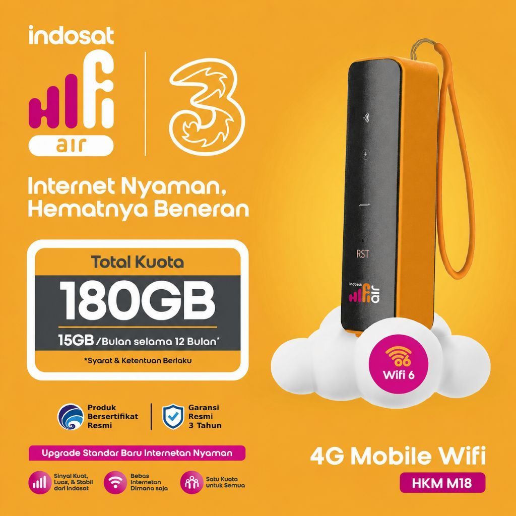 Indosat HiFi Air 4G Modem WiFi 4G LTE 180GB