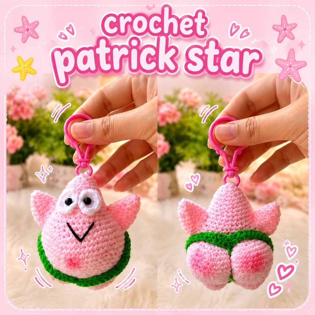 Boneka Rajut Patrick Star Spongebob | Amigurumi Patrick Star | Crochet Patrick Star
