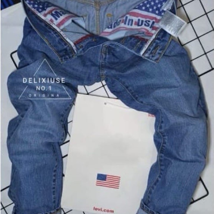 Celana Panjang Jeans 501 Pria Made In Usa Full Selvedge Denim Standar Reguler Fit