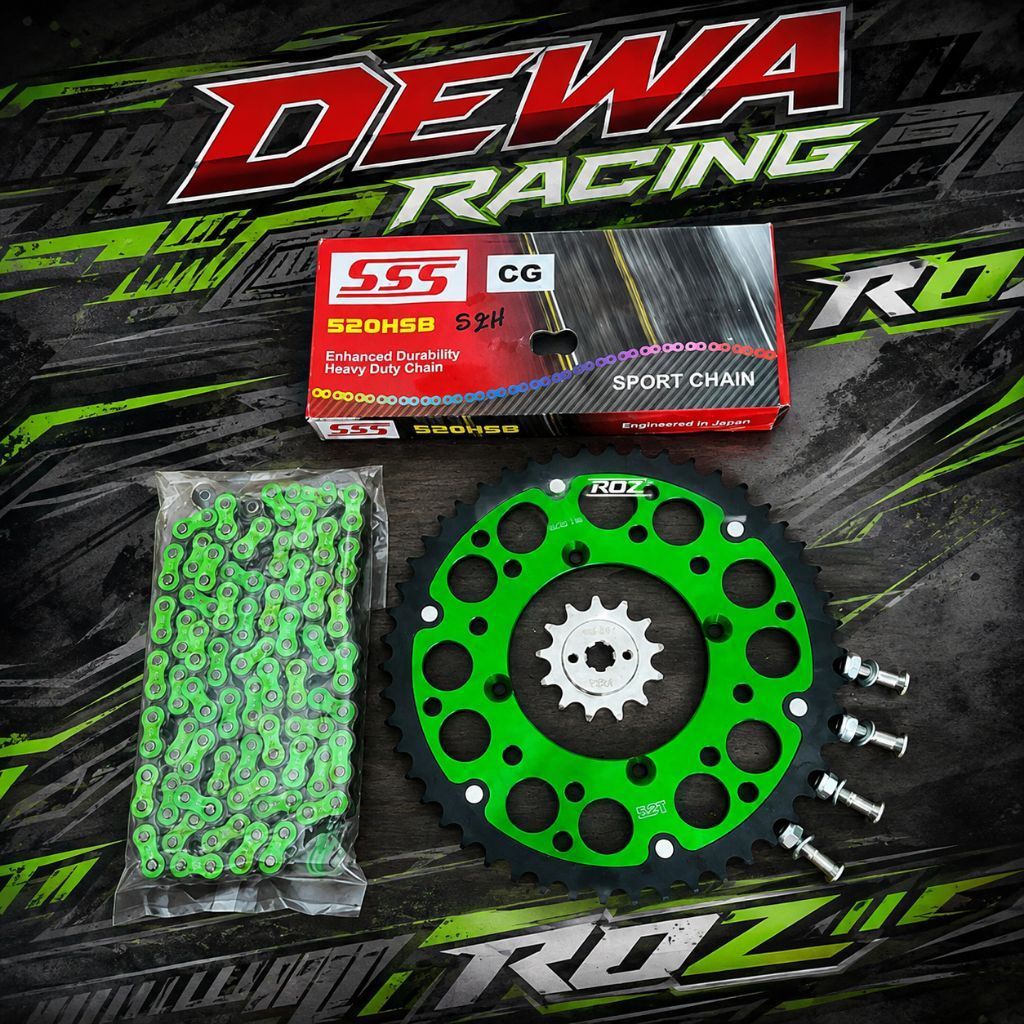 Gear set 520 ROZ KLX 150 D Tracker 150 Hijau KLX 140 PNP gear paket 520 KLX 150 D Tracker 150