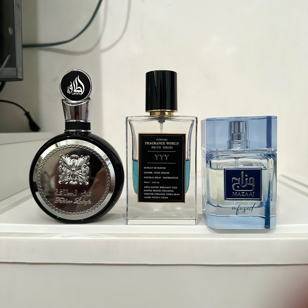 Preloved Parfum Timteng Lattafa Fakhar, Fragrance World YYY, Mazaaj Infused