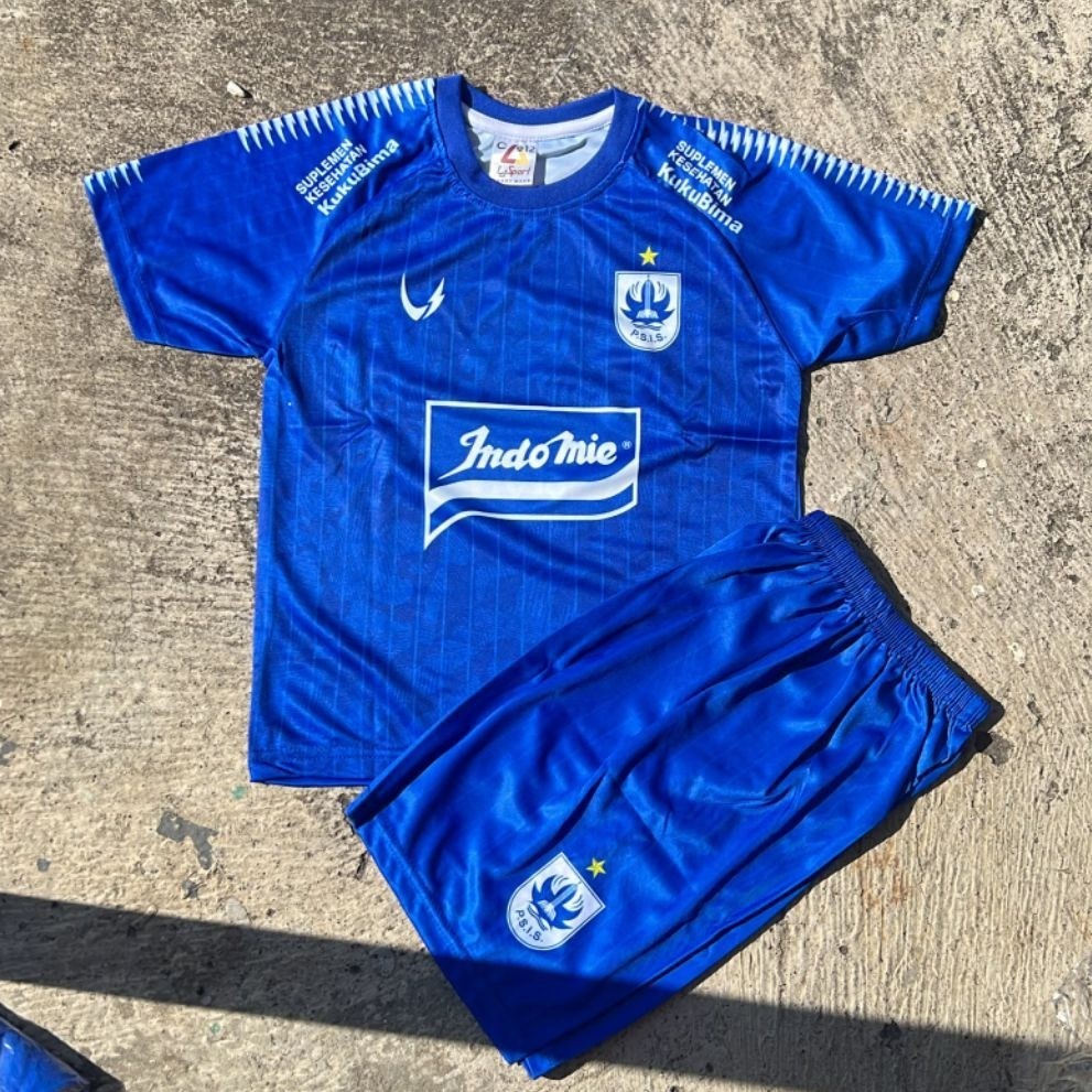 Setelan Jersey Anak Bola Club Lokal Indonesia Terbaru Usia 5-12 Tahun Club PSIS Semarang Biru