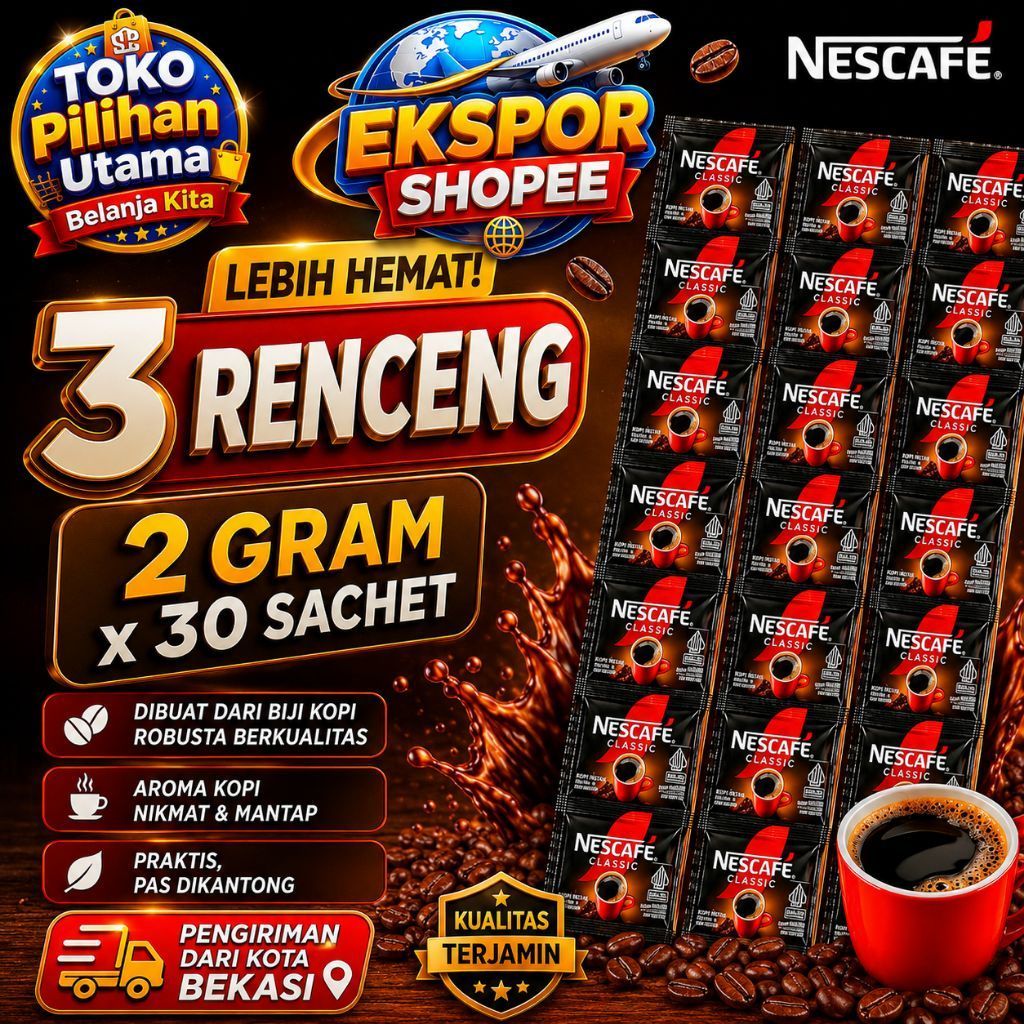 Nescafe Classic Original 3 Renceng Multipack Kopi Instan Sachet